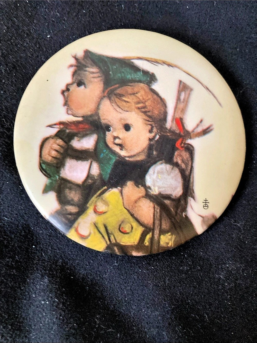 Vintage Hummel Illustrated Round Pocket Mirror